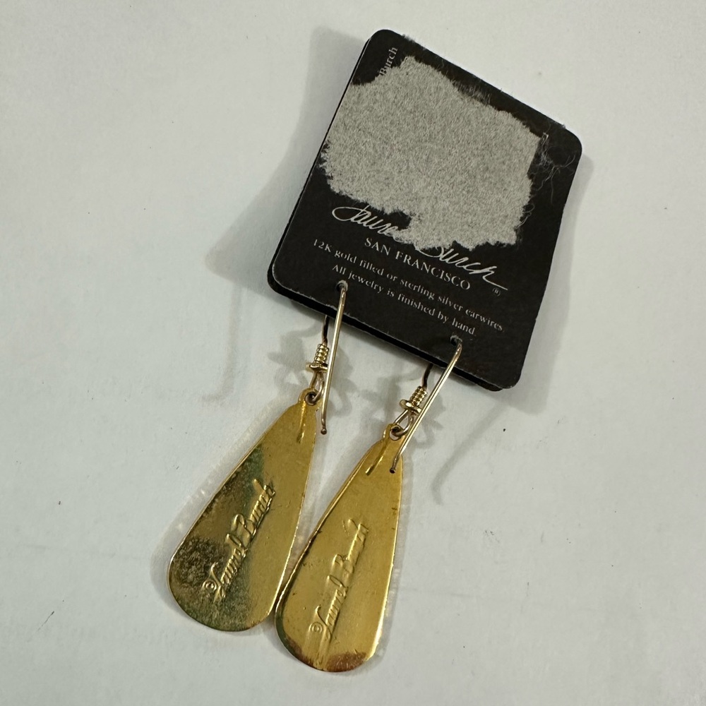 Laurel Burch Gold and Blue Teardrop Earrings - Picture 2 of 4